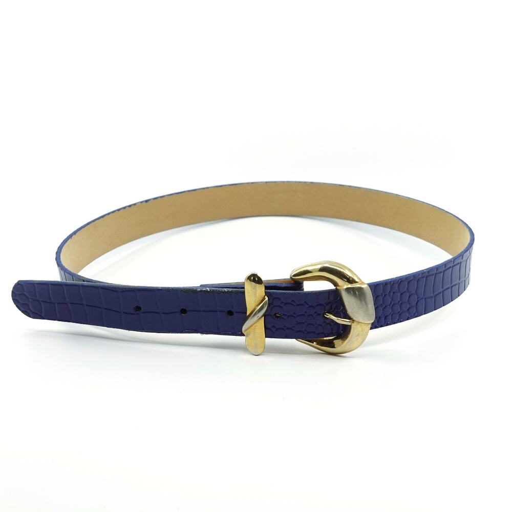 Vintage Royal Blue Patent Croc Belt